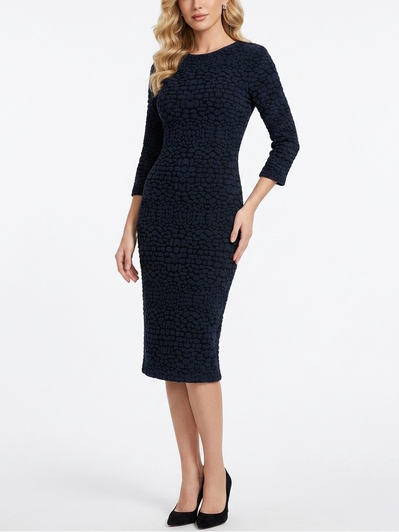 Armani Collezioni Pebbled Jacquard Knit Bodycon Shift Dress - Women's Size 4